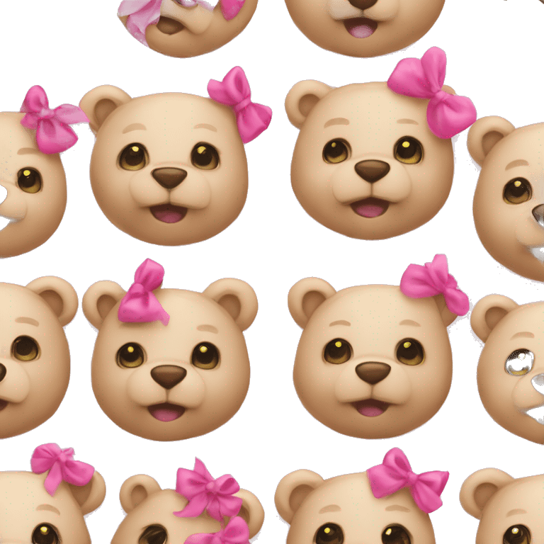 teddy bears with pink bows and pink hearts emoji