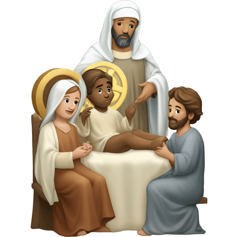 Sainte Marie, Saint Joseph et bébé Jésus à la crèche  emoji