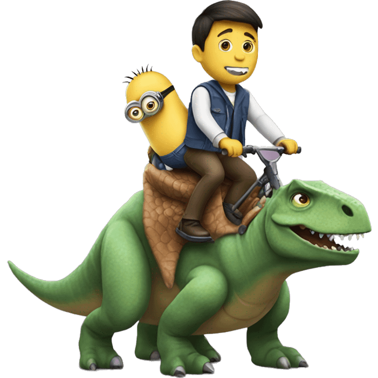 a minion riding a dinosaur  emoji