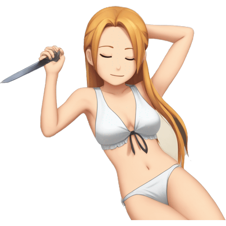 sleeping full body Asuna anime sword art online one piece swim suit emoji