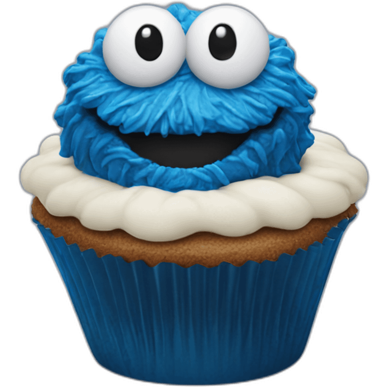 Happy Cookie Monster cupcake  emoji