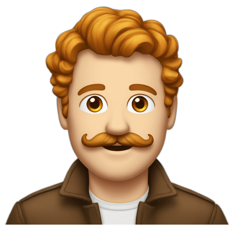 Homme blanc roux  bouclé mulet moustache emoji