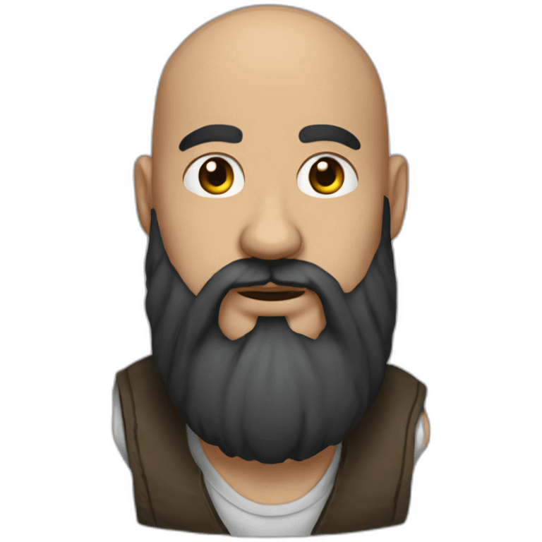 Medium skin bald man with long black beard emoji