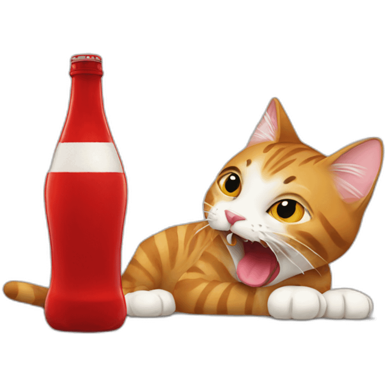 Cat licking red bottle emoji