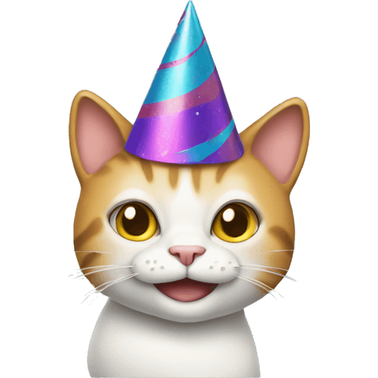 Smiling cat wearing a party hat emoji