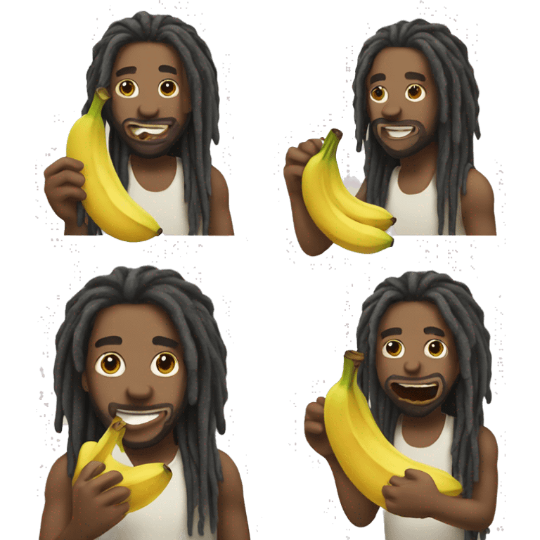 Man with dreadlocks eating a banana emoji