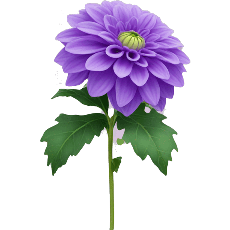 Baby purple dahlia flower with green stem emoji