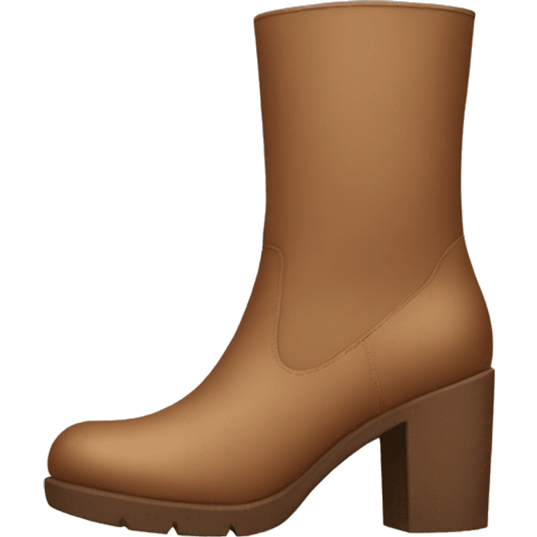 Light brown chunky heeled boots rectangle toe emoji