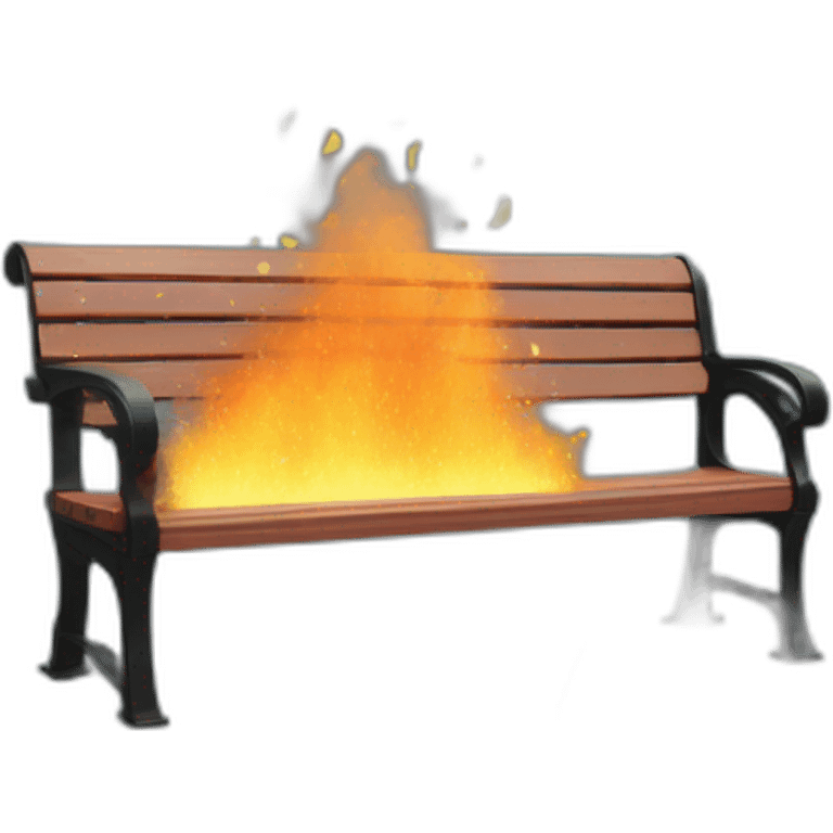 park bench on fire with envelopes raining from the sky emoji