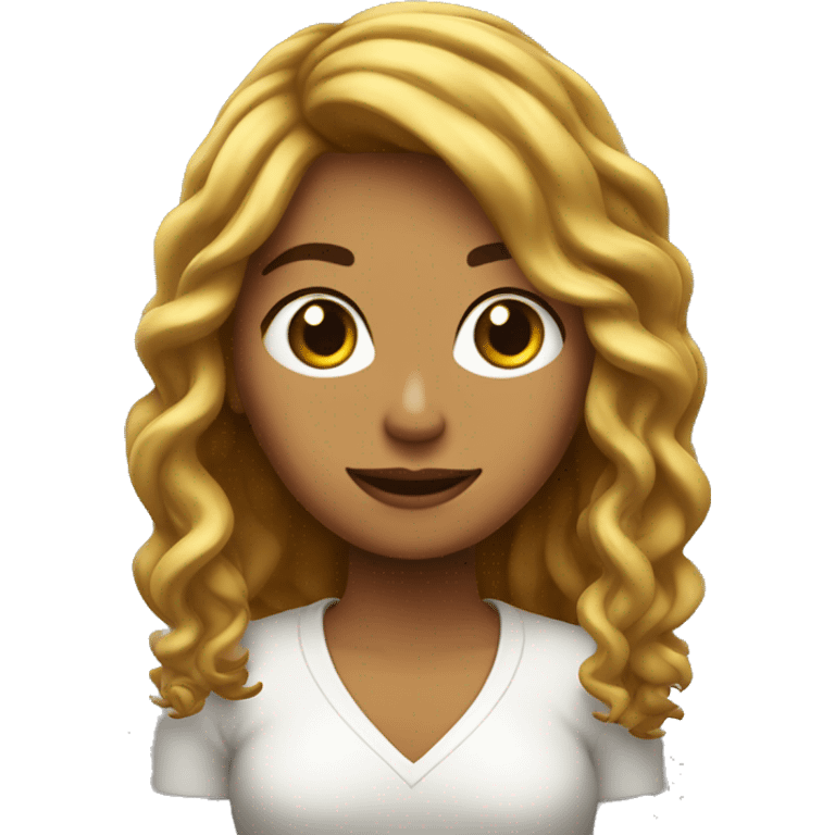 Chica con pelo castaño largo rizado emoji