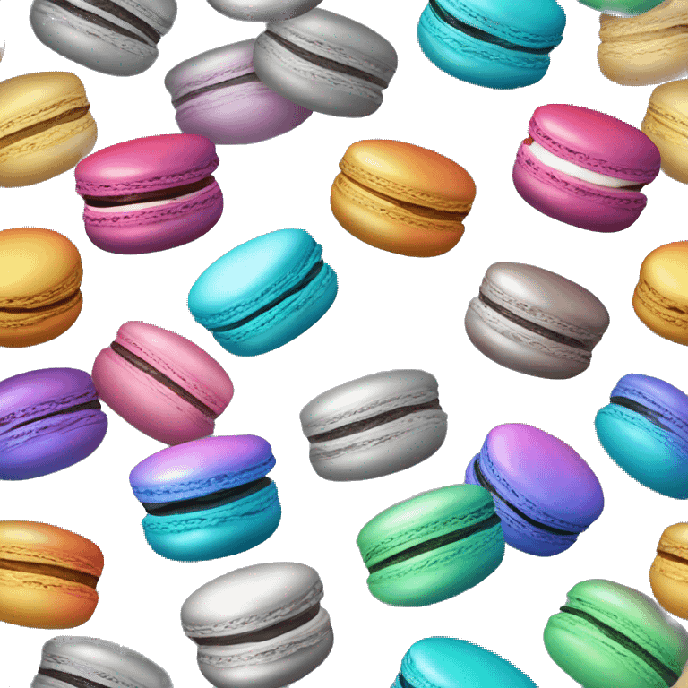 Realistic metallic silver macaroon with gradient colorful filling  emoji