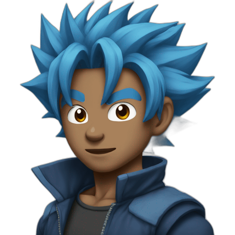 Black Goku blue hair emoji