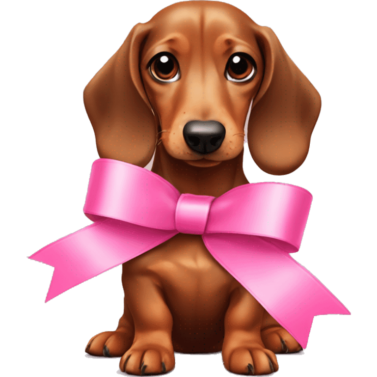 Cute pink ribbon on top of a dachshund  emoji