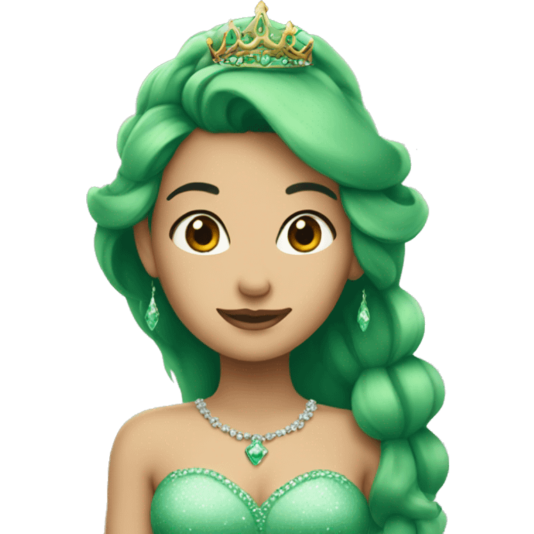 princess with green hair and a tiara  emoji