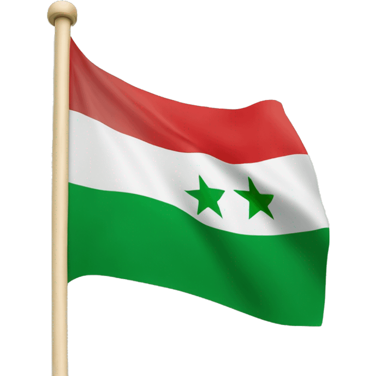 Syrian flag but instead of the red on top green and instead of 2 stars 3 in red emoji