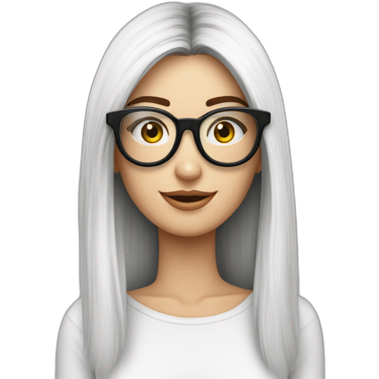 mujer piel blanca gafas pelo largo ycon camarones y espagueti emoji