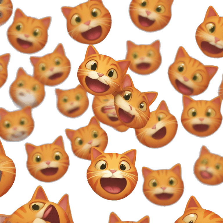 Orange cat smiling with flees on him    emoji