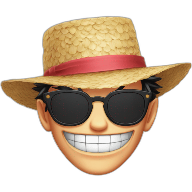 Fire emoji with a Monkey D Luffy straw hat & do Doflamingo glasses emoji