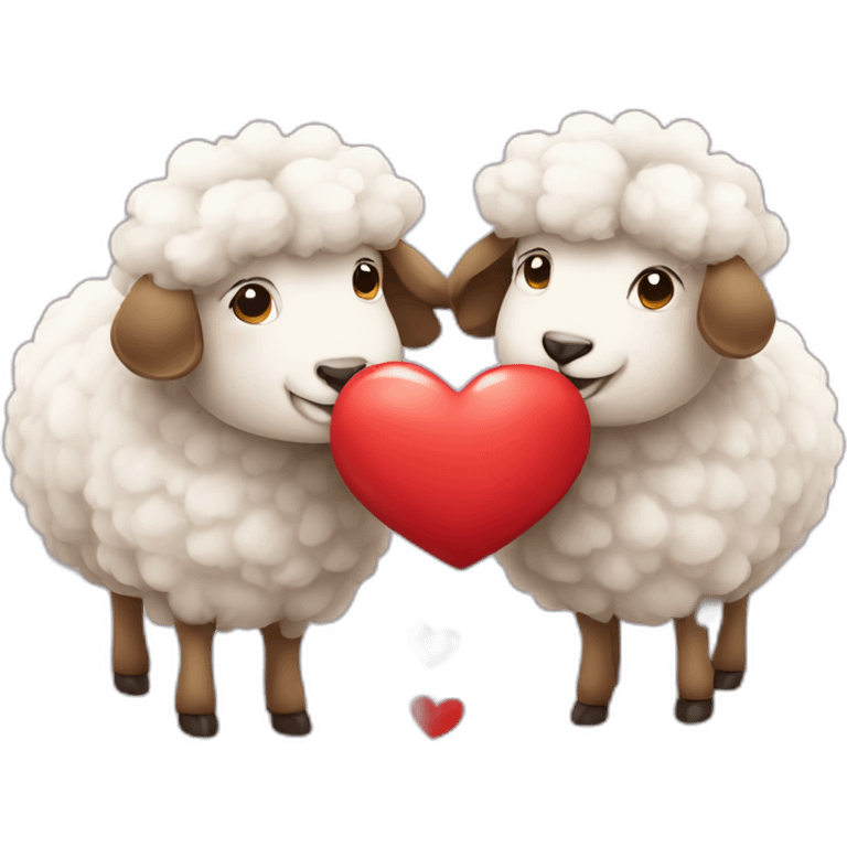 Two sheeps in love with hearts  emoji