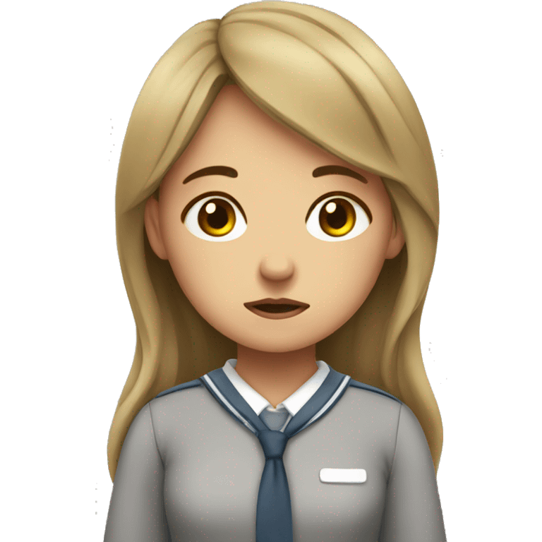 girl in school uniform sad and tired emoji