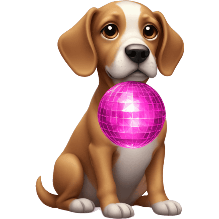 Dog with pink disco ball emoji