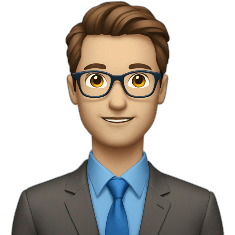 project manager brown hair glasses blue formal shirt emoji