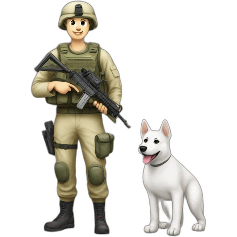  White Akbash dog and  Israel idf soldier  emoji