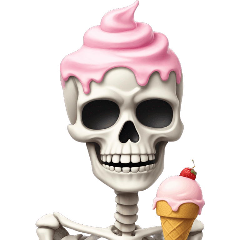 Skeleton with ice cream  emoji