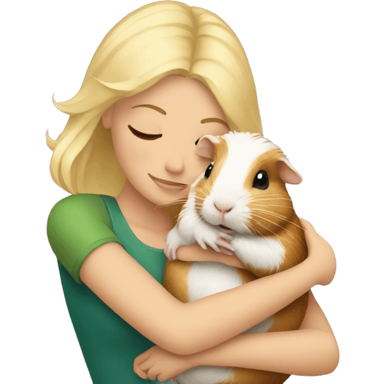 Blonde Woman hugging a guineapig emoji