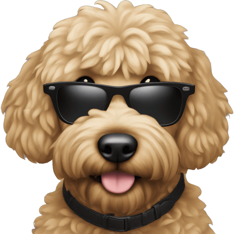 Black golden doodle in black sunglasses  emoji