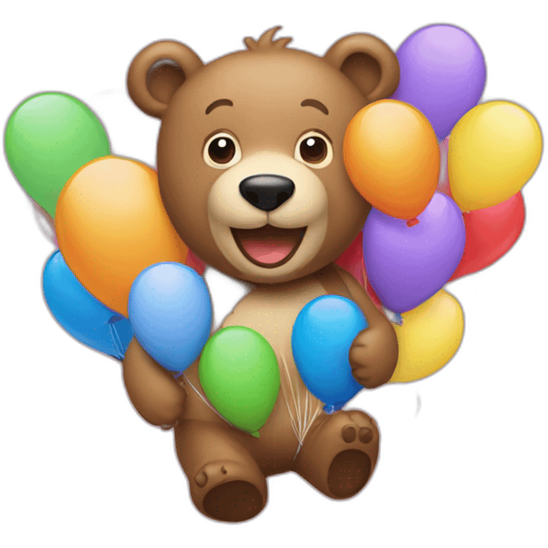 happy bear with balloons  emoji