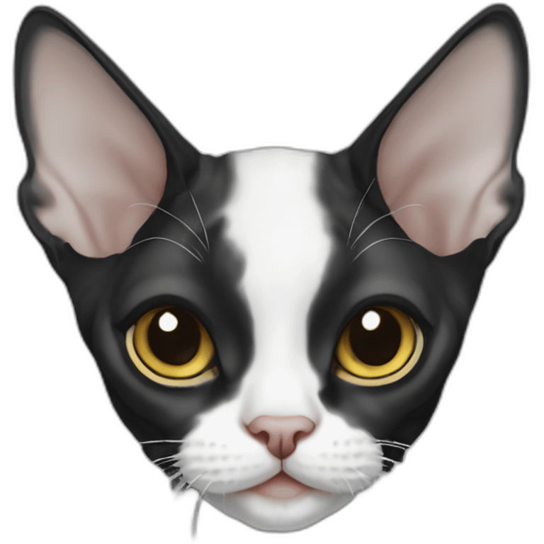 Devon Rex cat, black and white emoji