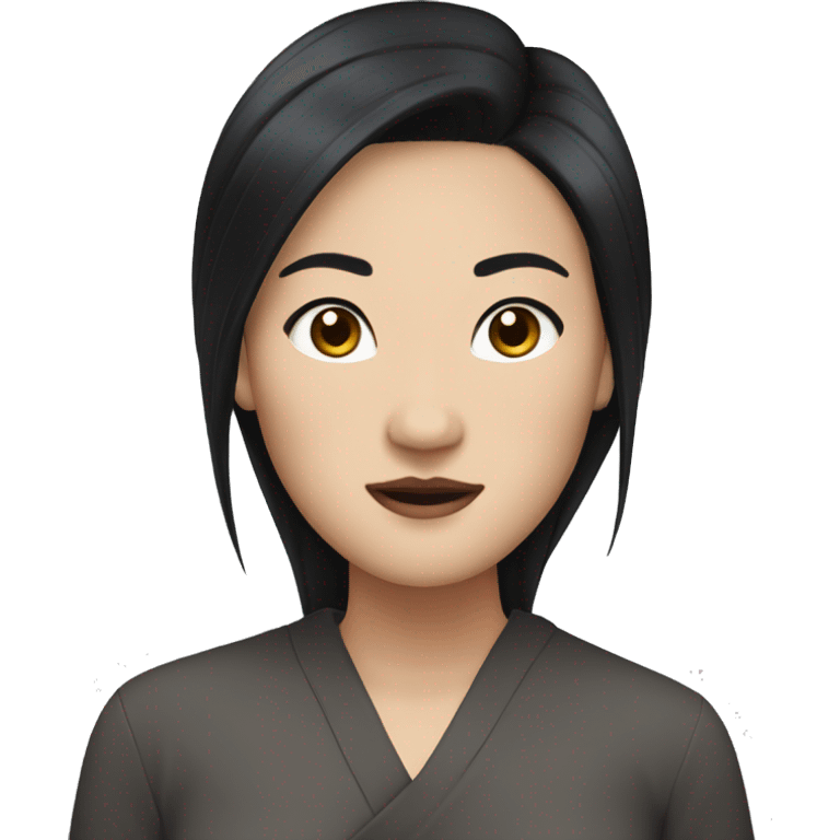 An Asian woman with black hair, white skin, and hair with tong pins emoji