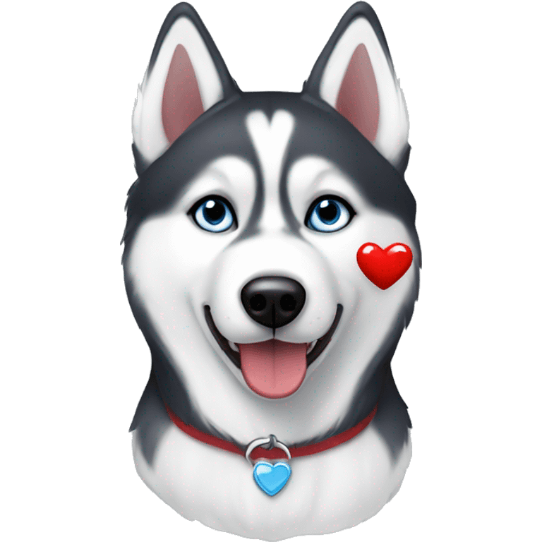 Siberian husky with a red heart  emoji