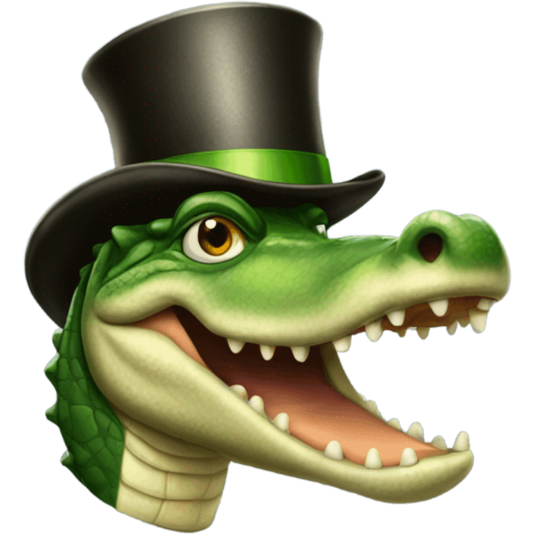 Alligator with a top hat emoji