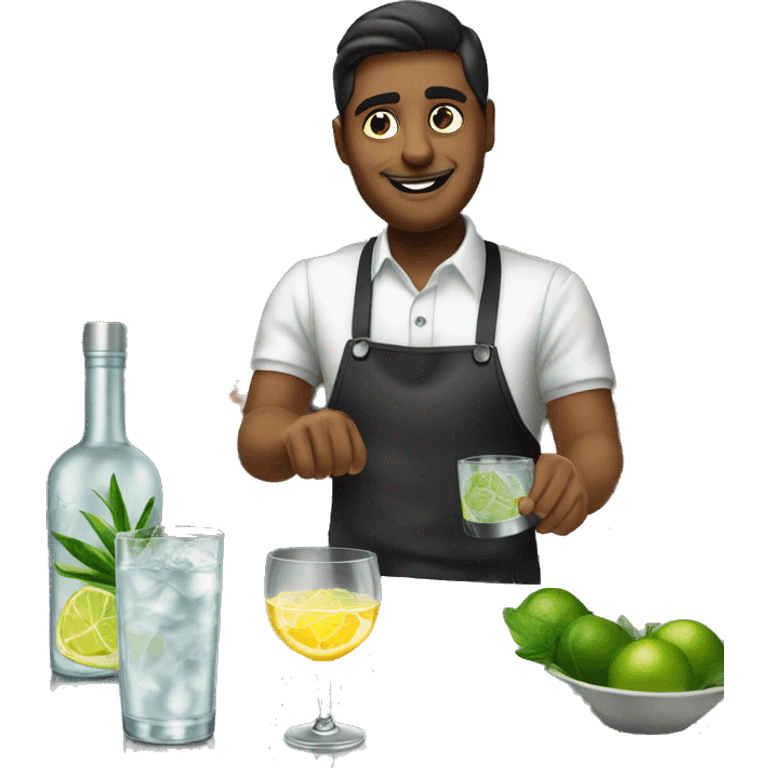 Barman making gin tonic on counter emoji