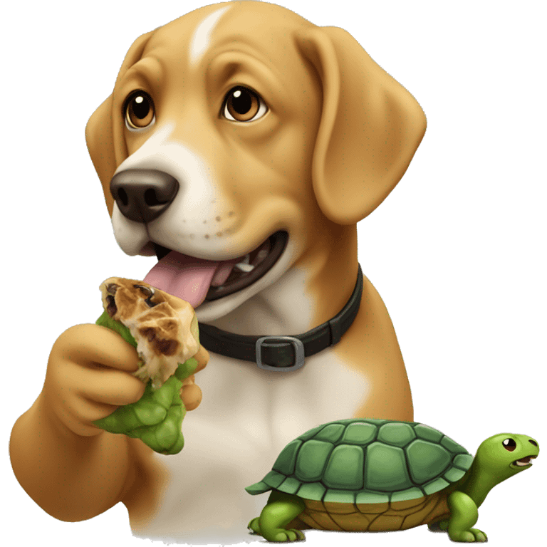 dog eating turtle emoji