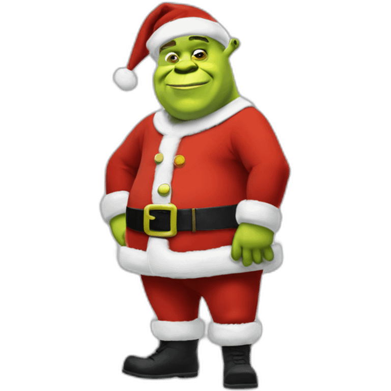 shrek as santa standing-with-black-shoes emoji