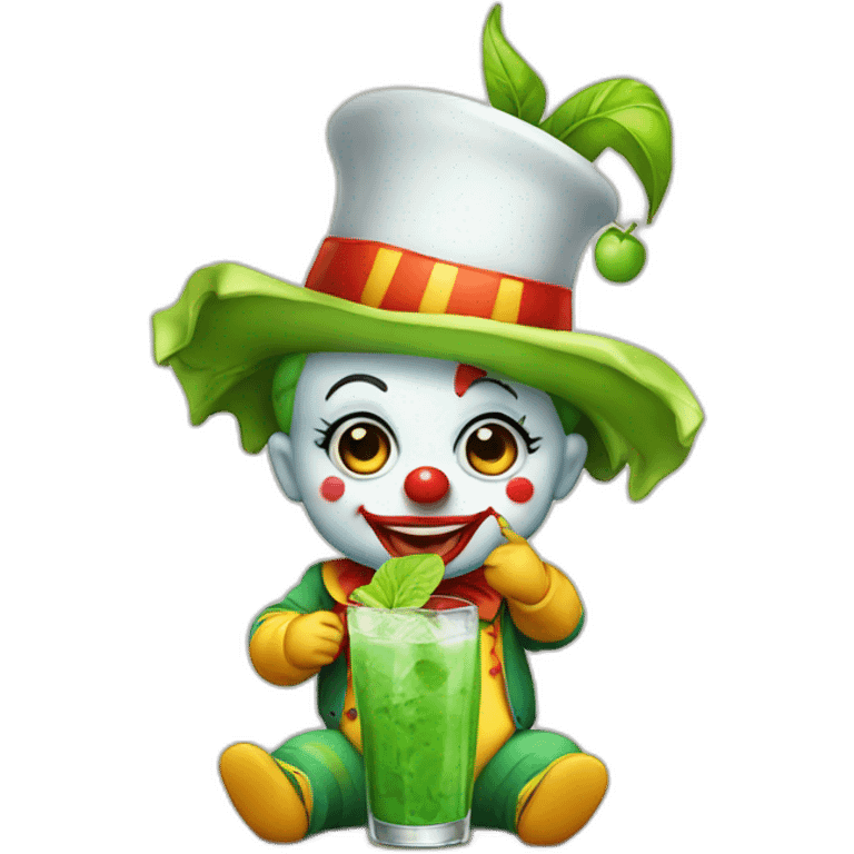 baby clown drinking mojito emoji