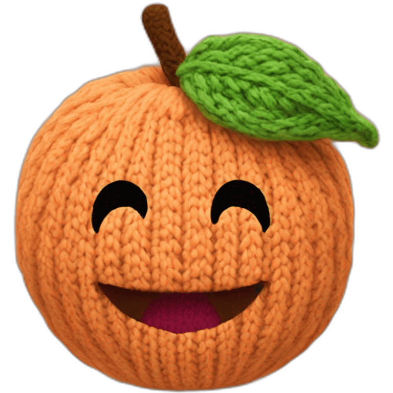 knitted peach with smile emoji