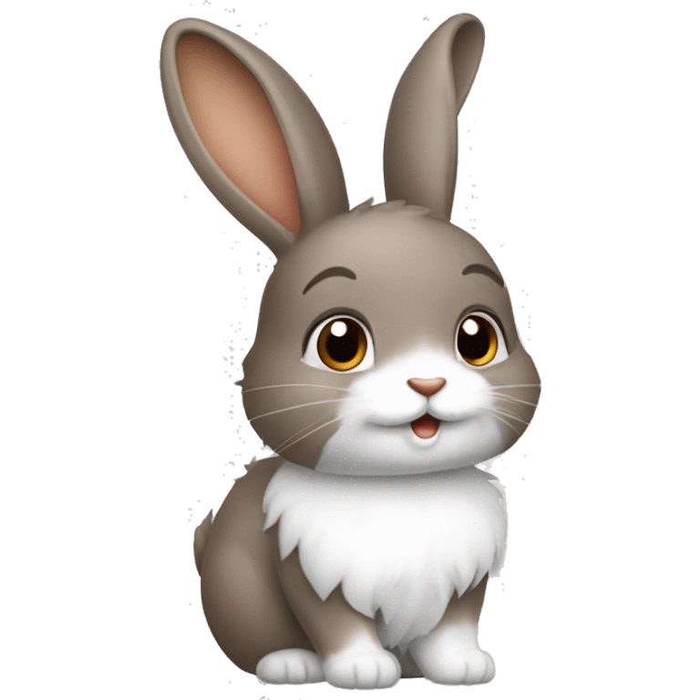 Lapine gris blanche et marron petite et toute poilue  emoji