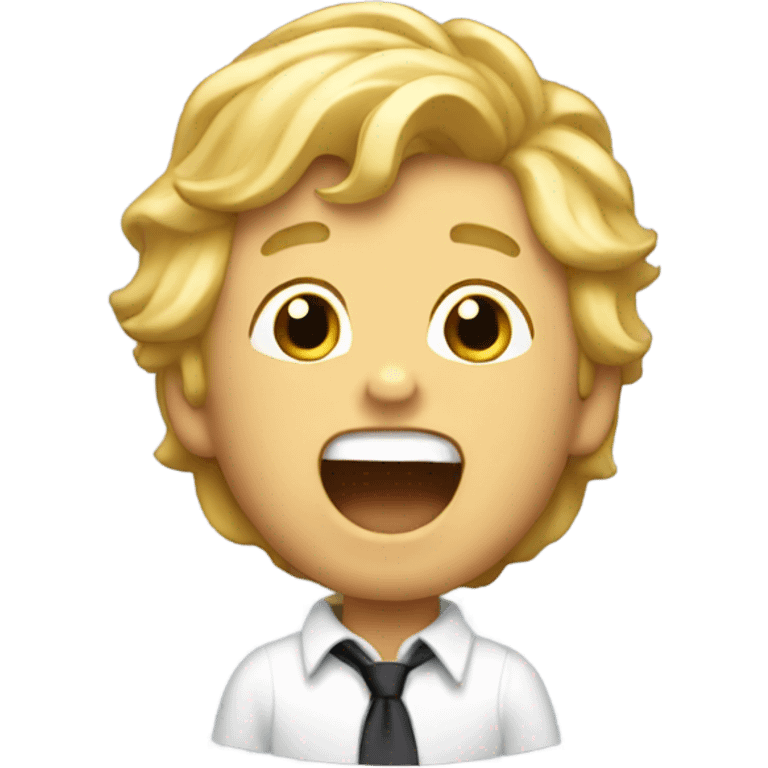 A happy singing boy with gold hair emoji