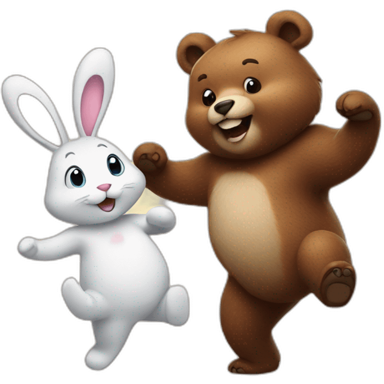 Bear and bunny dancing emoji