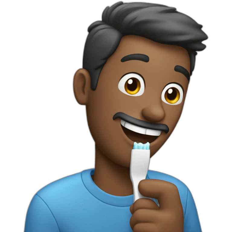 A man brushes his teeth emoji