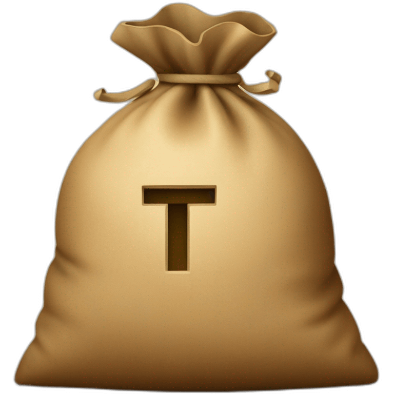 Money bag with letter T in the center of the bag emoji