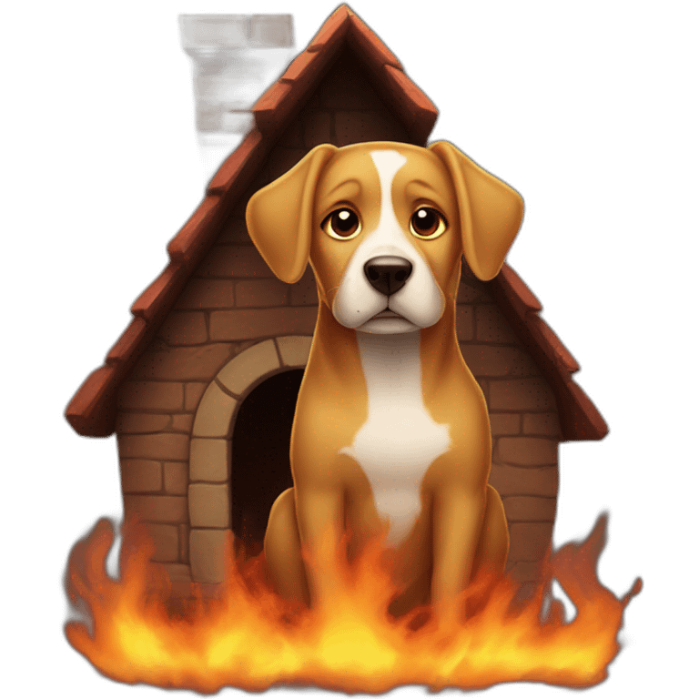 Dog in a fire mansion emoji