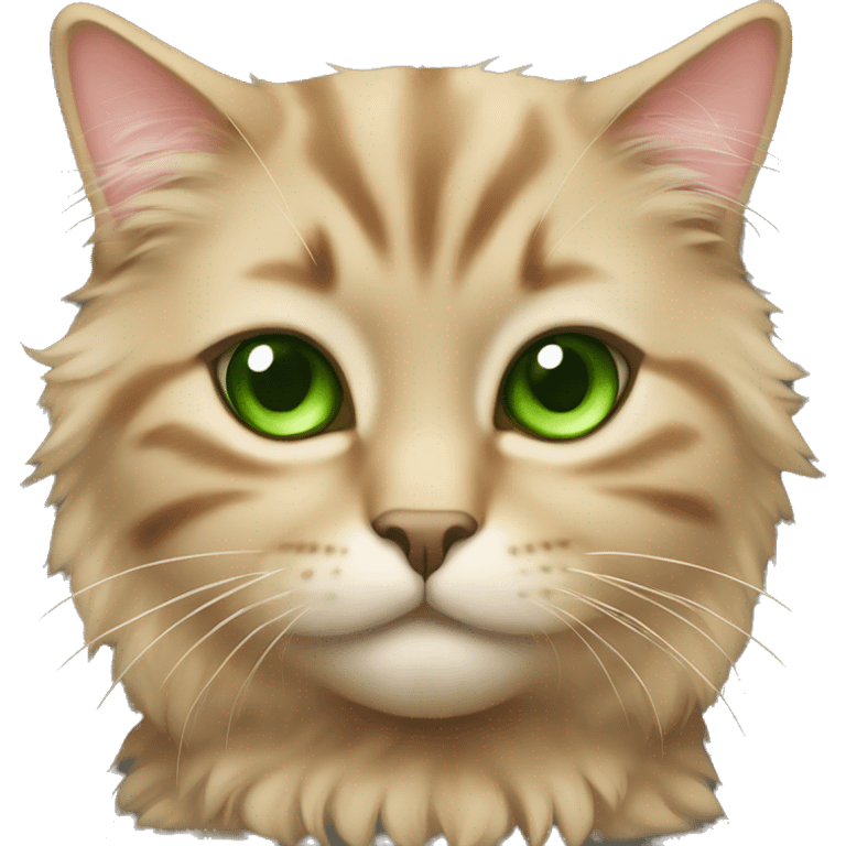 Tan Fluffy tabby cat with green eyes emoji