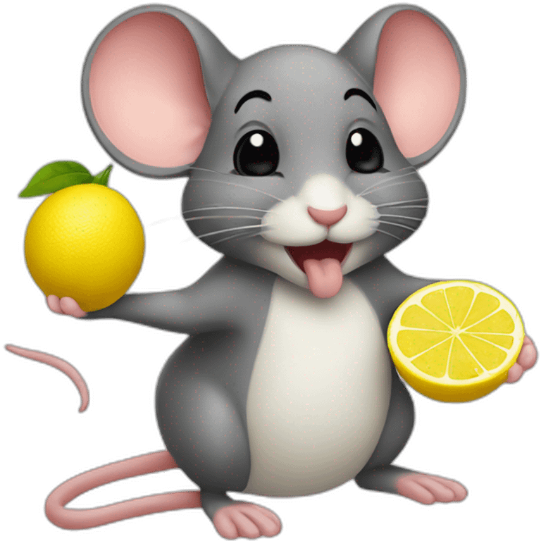 mouse squeezing a lemon emoji