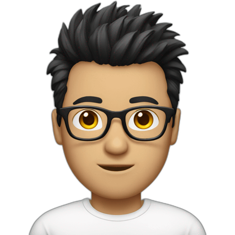 a guy with white coloured spectacles,black coloured Fauxhawk hairstyle emoji