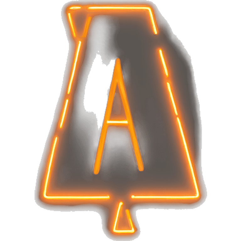 Letter A unfilled, outlines in orange neon lights emoji